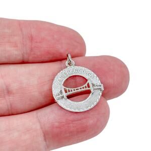 San Francisco Golden Gate Bridge Charm Pendant | Vintage Silver-Tone